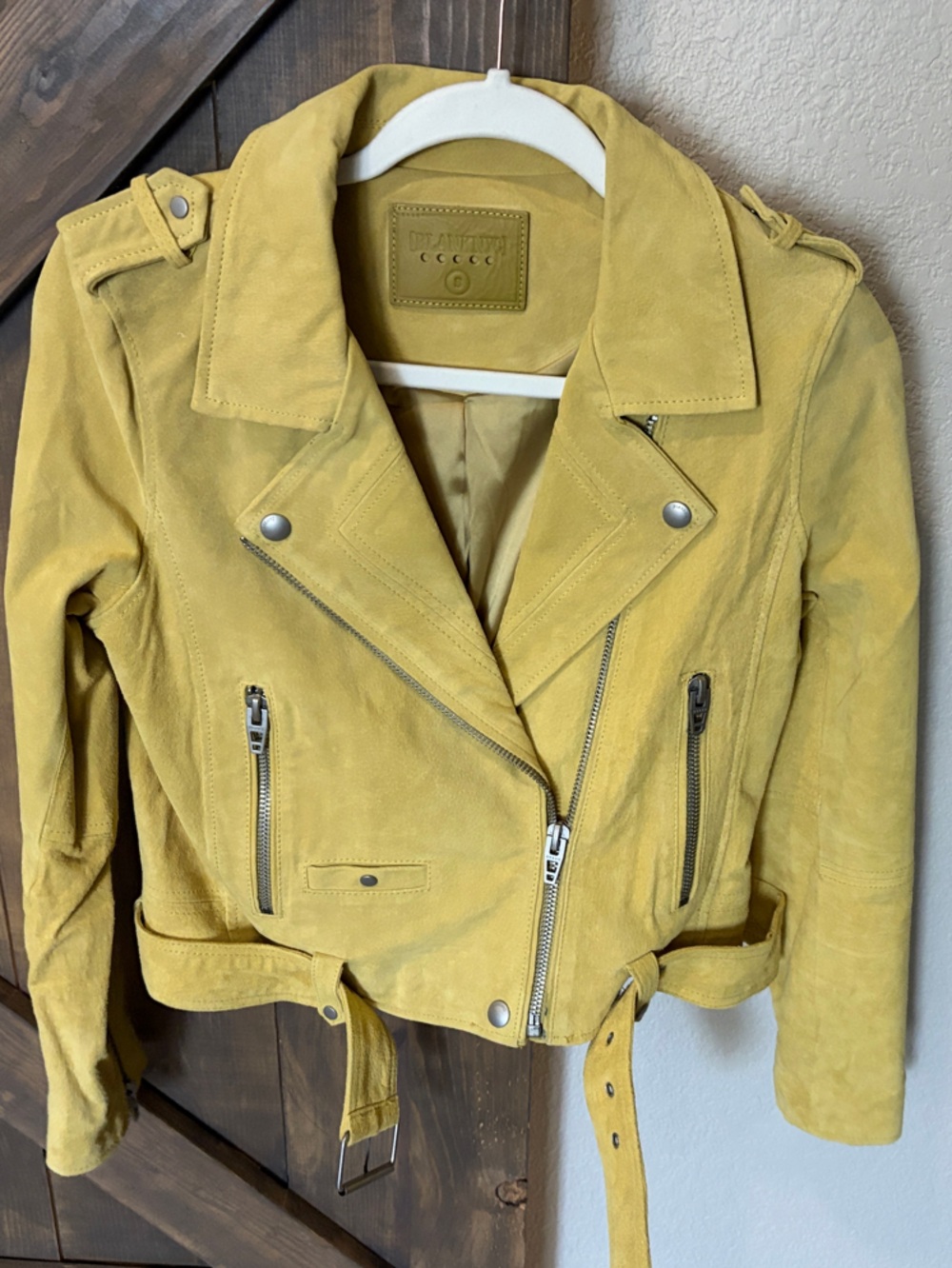 Blank NYC Mustard Yellow (citron) Suede Biker Jacket